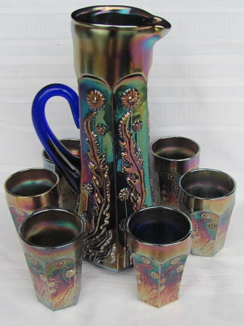 Paneled Dandelion water set - blue