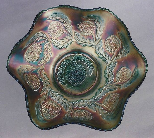 Ten Mums ruffled bowl, green