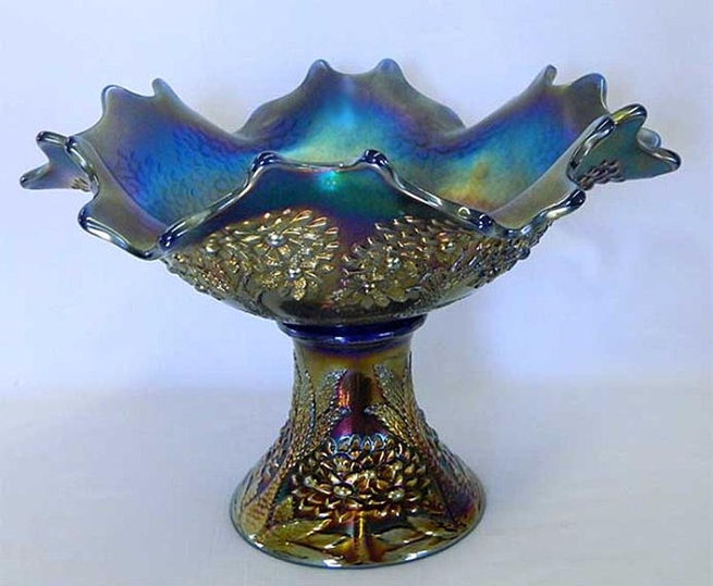 Orange Tree whimsey flattened out, ruffled punch and base, blue