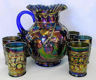 Apple Tree 7 pc water set, blue