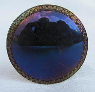 Butlers Mirror button made into a hatpin