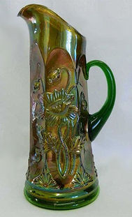 Oriental Poppy tankard water pitcher, green