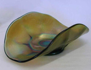 Concave Flute banana boat shape dish, aqua, Westmoreland