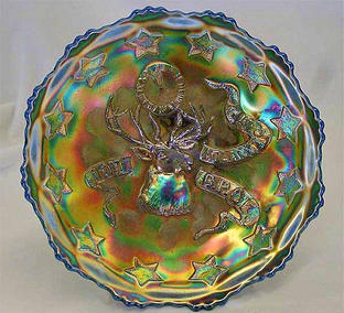 FENTON 1911 Atlantic City Elks 7" plate - blue