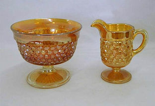 Cross Hatch sugar and creamer, marigold