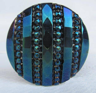 Bars and Beads button made into a hatpin
