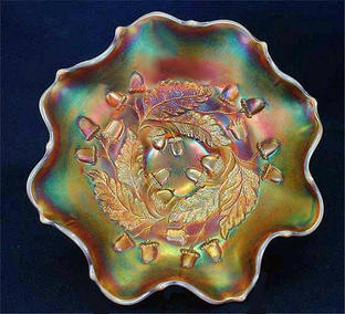 Acorn 7" ruffled bowl - amber opal