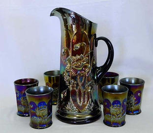 Oriental Poppy 7 pc. water set - purple