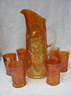 Oriental Poppy tankard water set, marigold