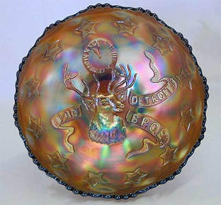 FENTON, 1910 Detroit BPOE Elks, Ice cream shaped bowl -amethyst