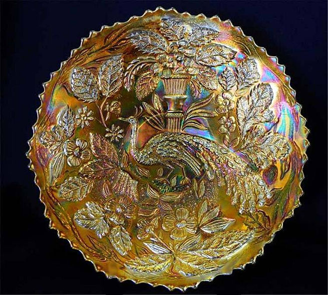 Peacock and Urn, plate marigold