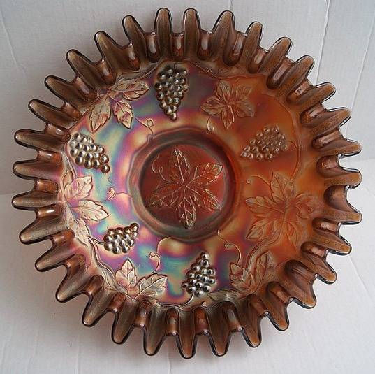 Vintage, candy ribbon edge bowl, amethyst