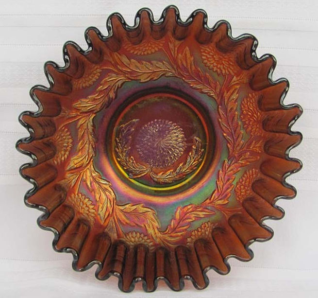 Ten Mums candy ribbon edge 8 ¼" bowl , amethyst