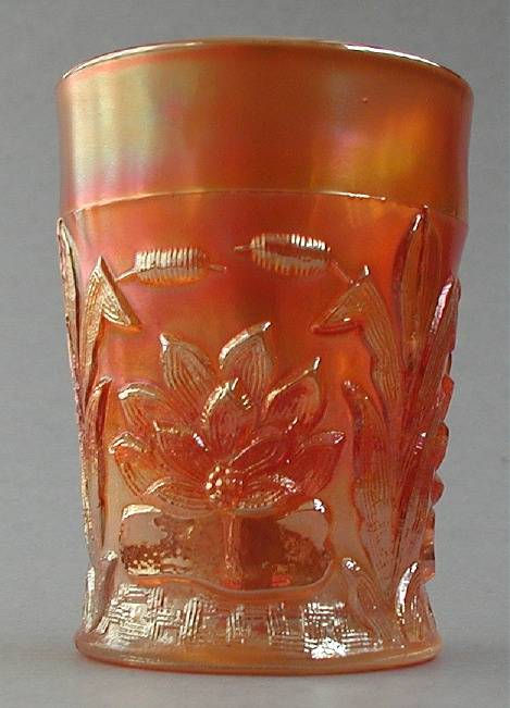 Waterlily and Cattails tumbler, marigold