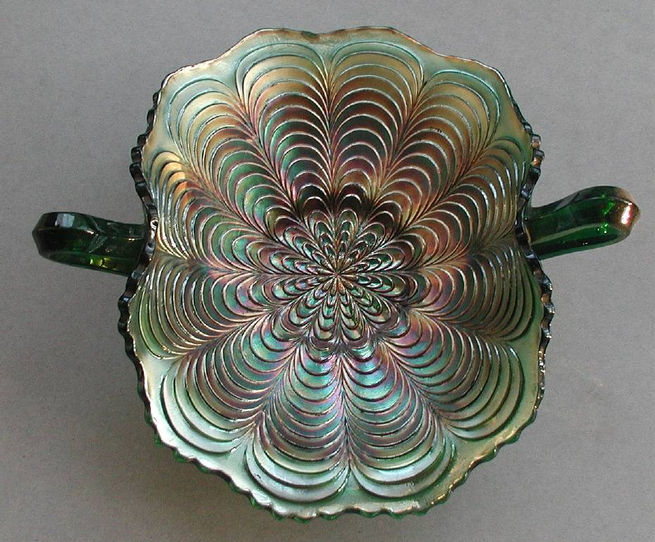 Peacock tail bonbon/cardtray, green