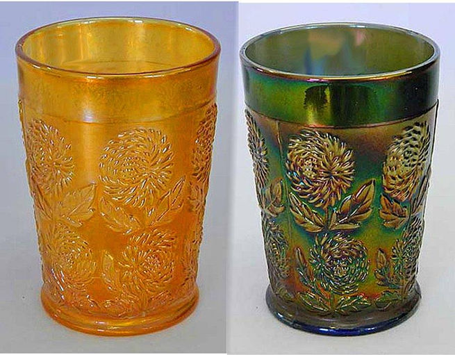 Ten Mums tumblers, marigold and blue