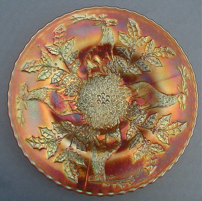 Stag and Holly plate in marigold