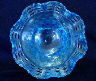 Open Edge basket, three row, ruffled bowl, celeste blue