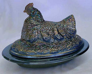 Covered Hen (with rock), blue