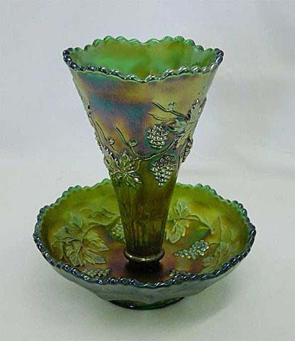 Vintage larger 6" epergne - green