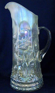 Oriental Poppy tankard water pitcher, white