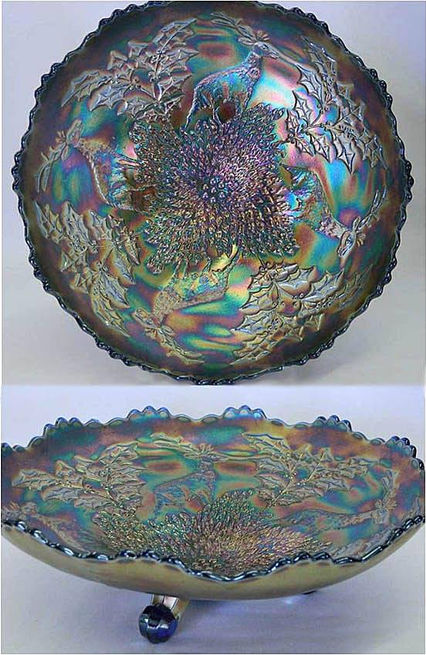 Stag and Holly large I/C ftd bowl, blue