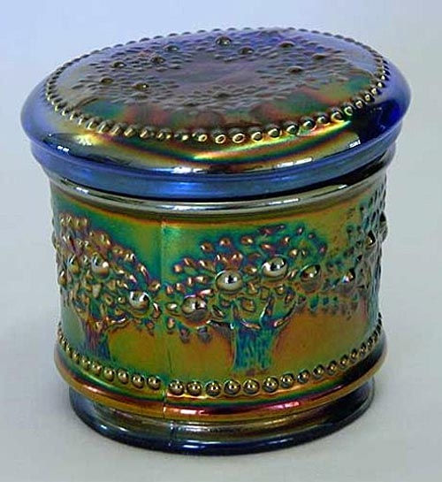 Orange Tree powder jar, blue