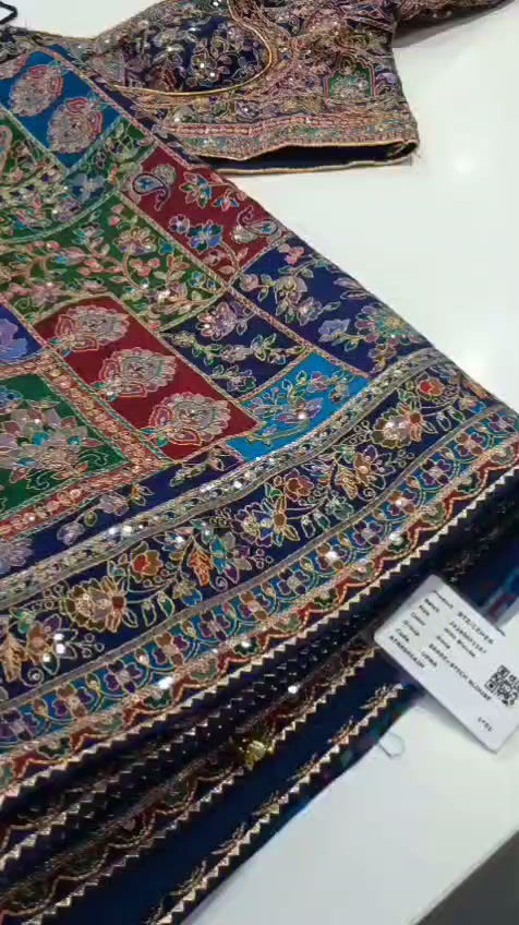 Thumbnail: Crepe Silk Digital Print Saree with Real Mirror Work & Latkan Border 