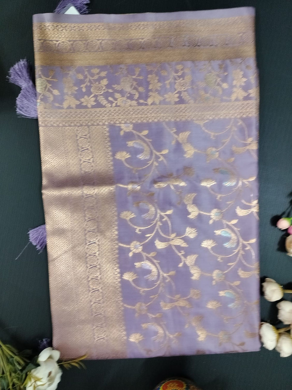 Thumbnail: Lavender Banarasi Silk Saree