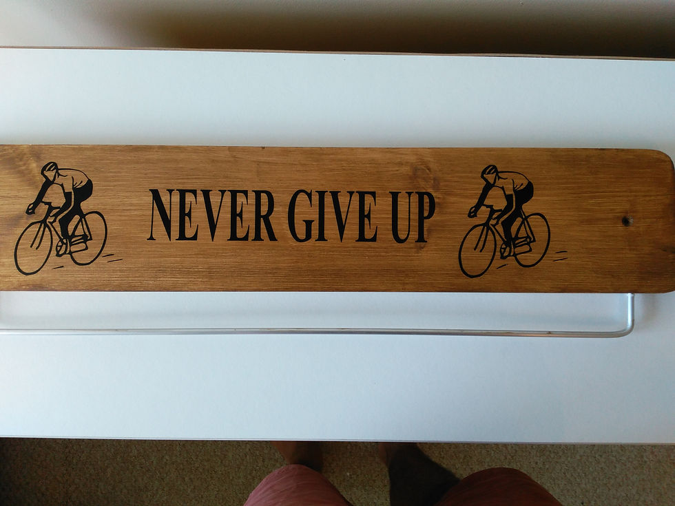 Never Give Up Oak Cycle Medal Display Board 45/70cm