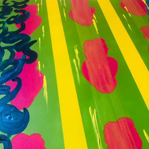 Tableau contemporain et pop-art issu de la collection Origines, jouant sur les formes et textures.