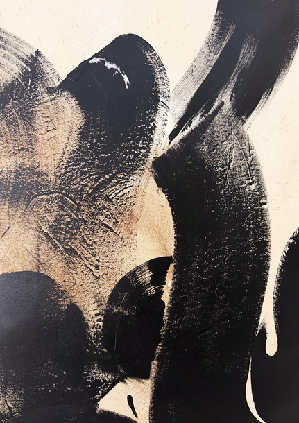 toile artistique noire, crème et sépia