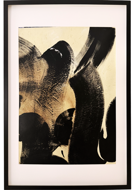 toile artistique noire, crème et sépia encadrée