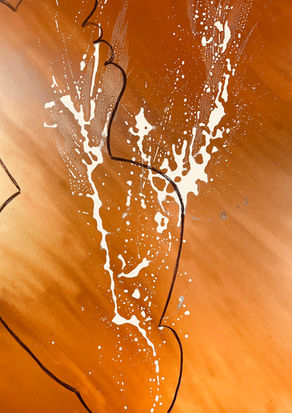 Peinture contemporaine minimaliste dorée et blanche