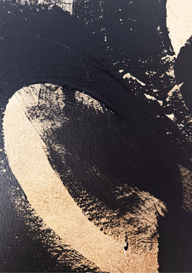 toile artistique noire, crème et sépia détail