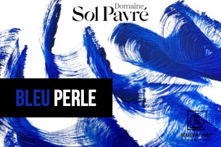 Étiquette de vin Bleu Perle – œuvre de Géraldine Auret – Domaine Sol Payré.