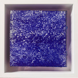 Peinture 20×20 en bleu profond – Collection Brins de Mer – détail de texture