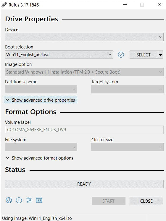 rufus flash tool windows 11