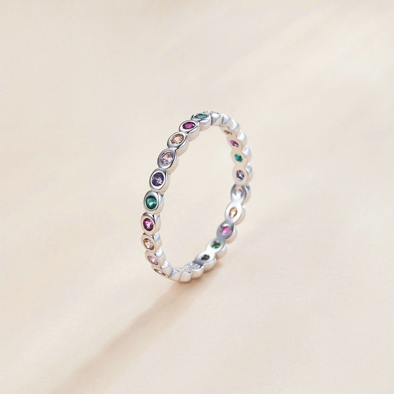 Miniatura: S925 Silver Colorful Zircon Rainbow Ring for Women