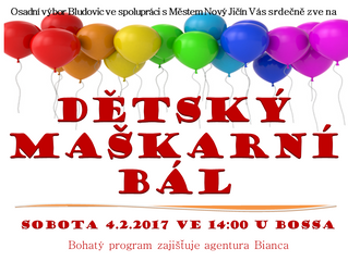 Dětský maškarní bál  (4.2. ve 14:00 u BOSSa)