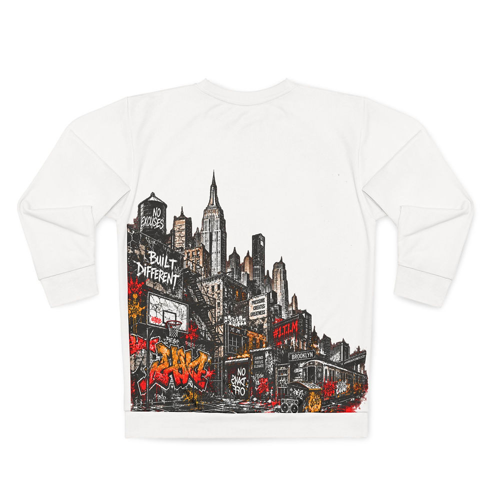 Thumbnail: #1.T.1.M Cityscape Graffiti Sweatshirt — Urban Street Art Skyline Crewneck