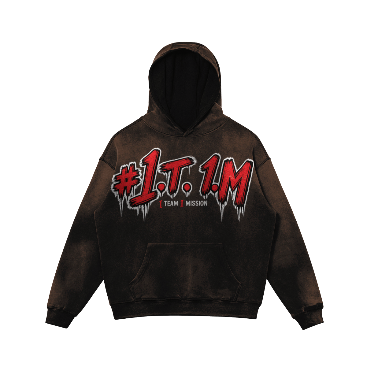 #1.T.1.M. Vintage Wash Graffiti Streetwear Hoodie – Black & Red