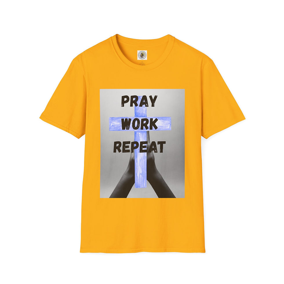 Thumbnail: Pray Work Repeat Unisex Heavy Cotton Motivational  Tee
