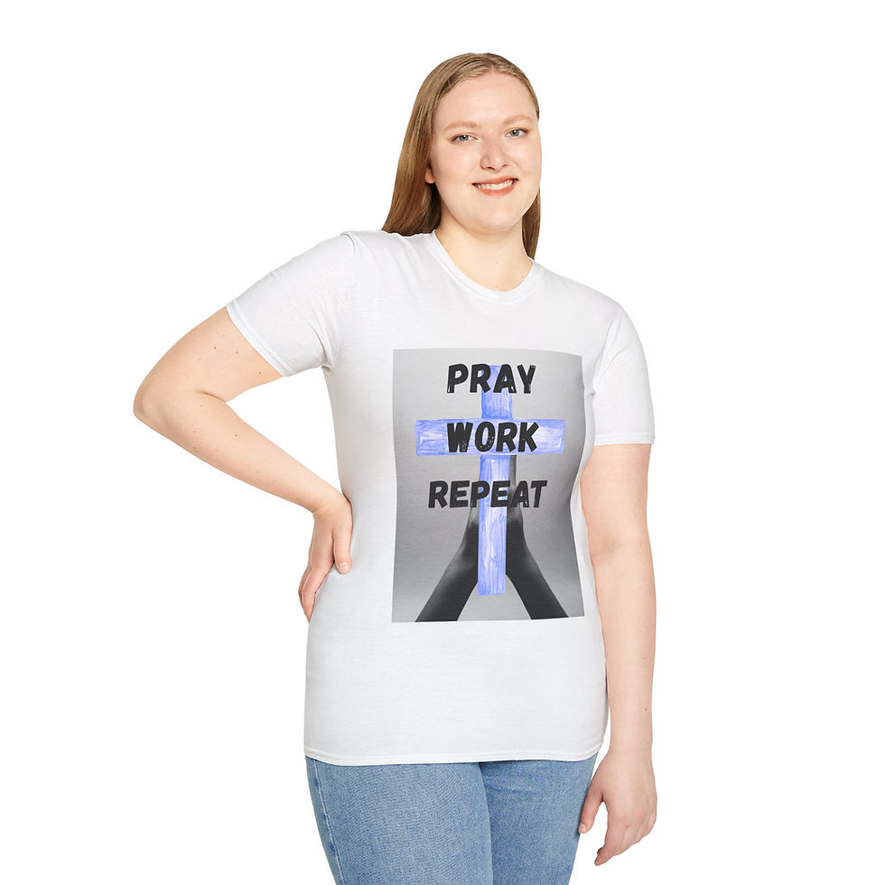 Thumbnail: Pray Work Repeat Unisex Heavy Cotton Motivational  Tee