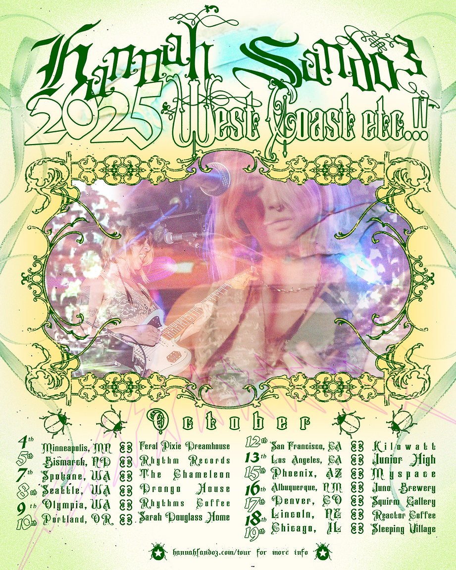 A tour poster for the West Coast, etc. tour with 13 cities listed