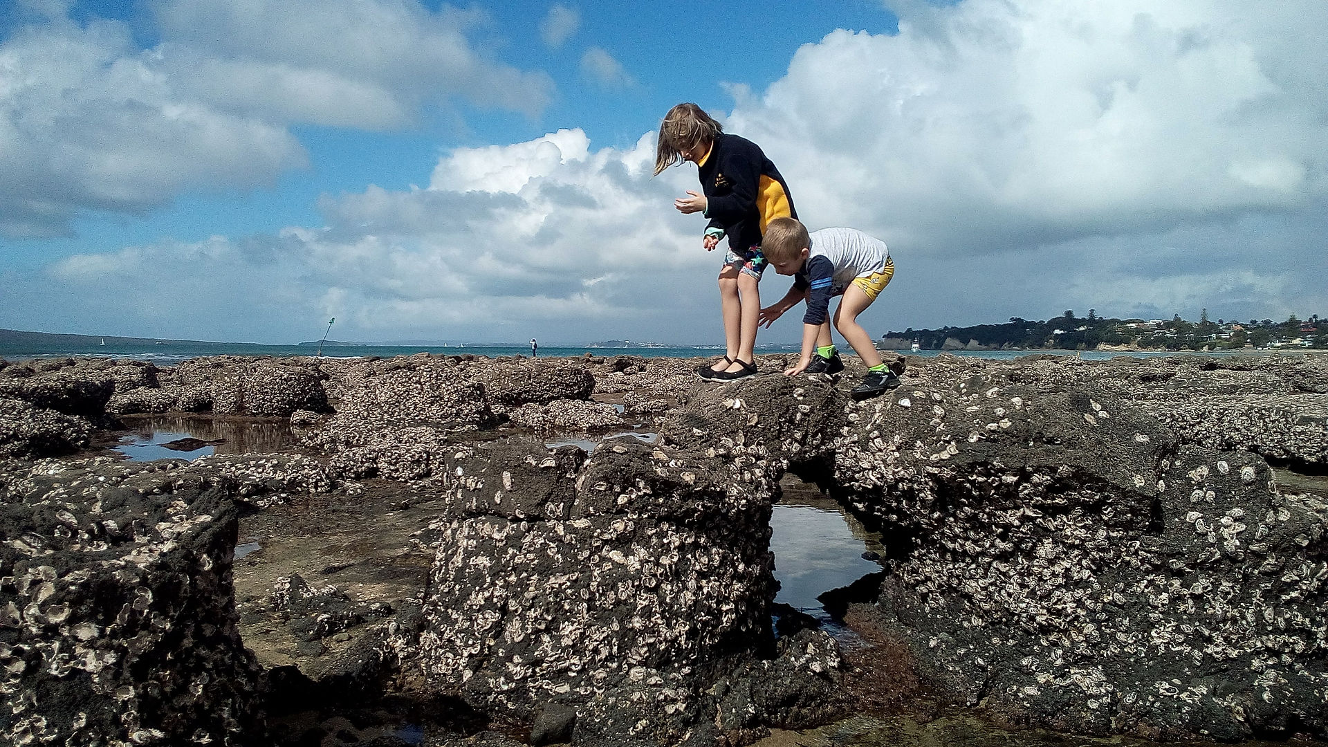 Exploring the lava trail at low tide