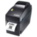 GoDEX DT2x direct thermal label printer displaying a printed label with a QR code and branding, designed for fast and efficie