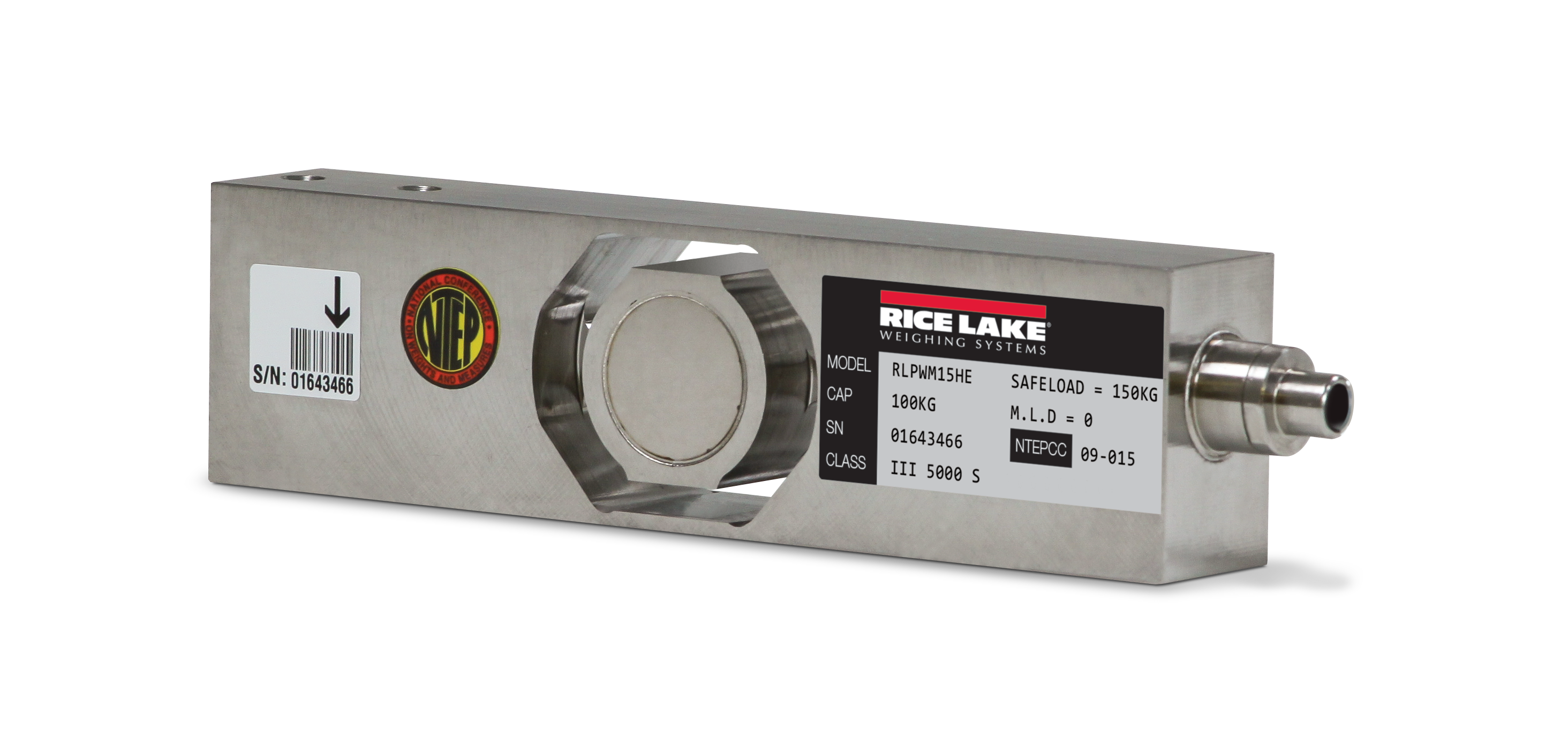 Rice Lake RLPWM15HE 20 kg SS Single Point Load Cell - Tinned Leads