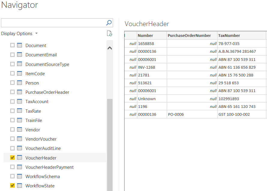 Supplier, Purchase Order, Workflow status in Ocerra Power BI screen