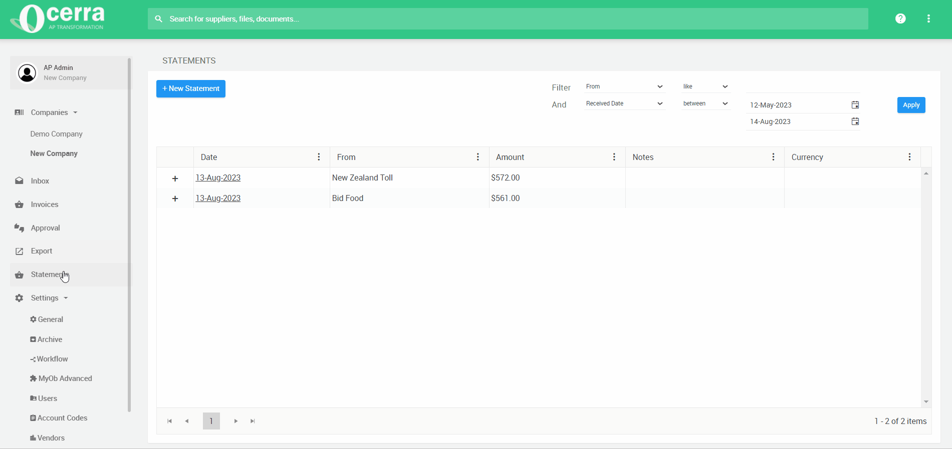 Automate statement management